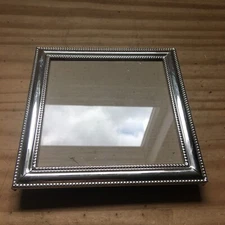 Vintage 80s Fetco Silver Plated Metal Bead Edge Deco Square Photo Frame 6"L x6"W