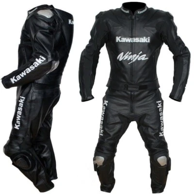SCHWARZ Leder Bikeranzug Biker Lederkombi Herren Motorrad Lederjacke Hose48 T 60 - Bild 1 von 4