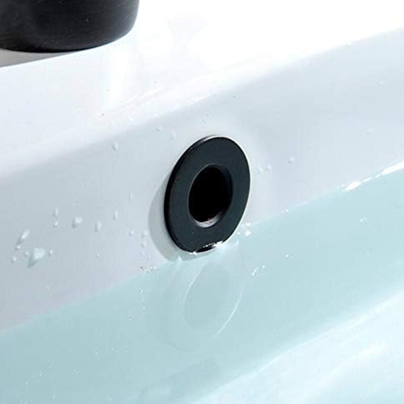 Ghiera Forata Troppo Pieno Lavabo/Bidet - Ottone Con Tappo Bianco Opaco, Ø24/28mm - Foto 3