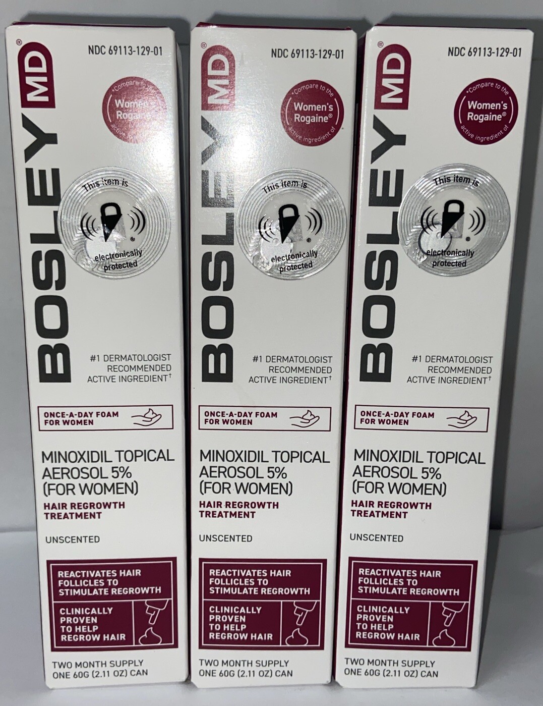 3 Pack BosleyMD Hair Regrowth Treatment For Women 3 x 2.11 oz