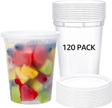32 oz Heavy Duty Large Round Deli Food/Soup Plastic Containers w/ Lids BPA free