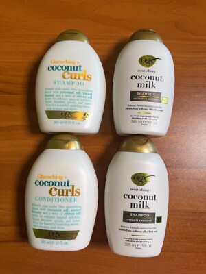OGX Nourishing + Coconut Milk Shampoo & Conditioner, 13 fl oz each Lot of 4
