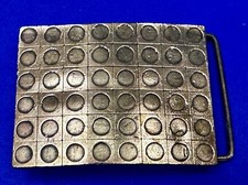 Artisan Metalwork Grid Hole Pattern Hippy Vibe Belt Buckle By Bergamot B-12