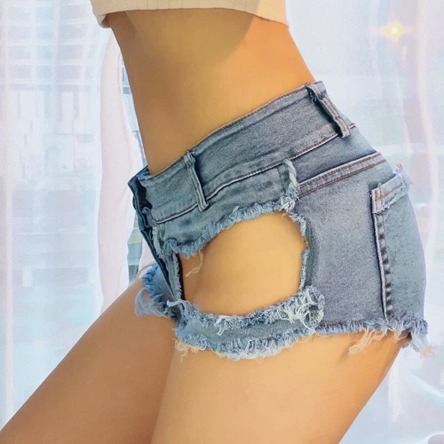 Lady Sexy Hot Pants Stretch Denim Shorts Low Waist Mini Jeans Night Bar Clubwear - Foto 6 di 10
