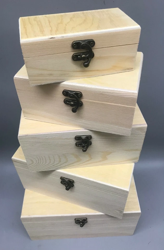 Wooden Craft Box Pine Treasure Chest Storage Memory  Keepsake Gift Personalise - Image 4 of 4