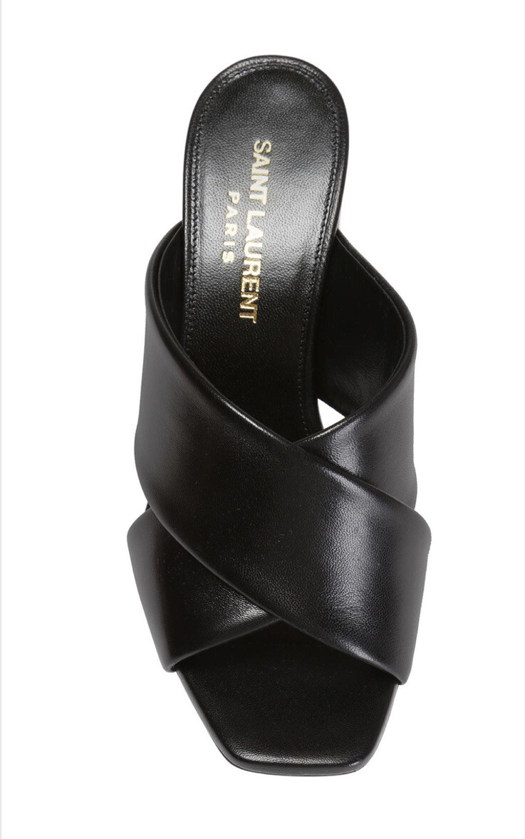 Saint Laurent LouLou Mule tacco alto nero (Nero) taglia 38 5