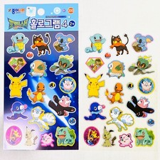Pokemon Holographic Stickers 2 Sheets Pikachu Squirtle Bulbasaur US Fast Ship
