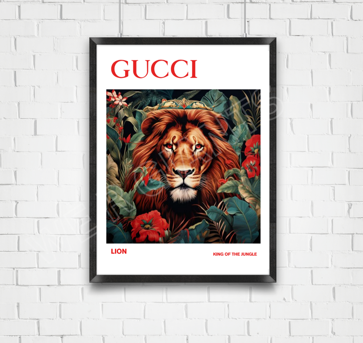 Gucci Lion Print 11 x 17 Gucci Wall Decor Fashion Art Gucci Animal