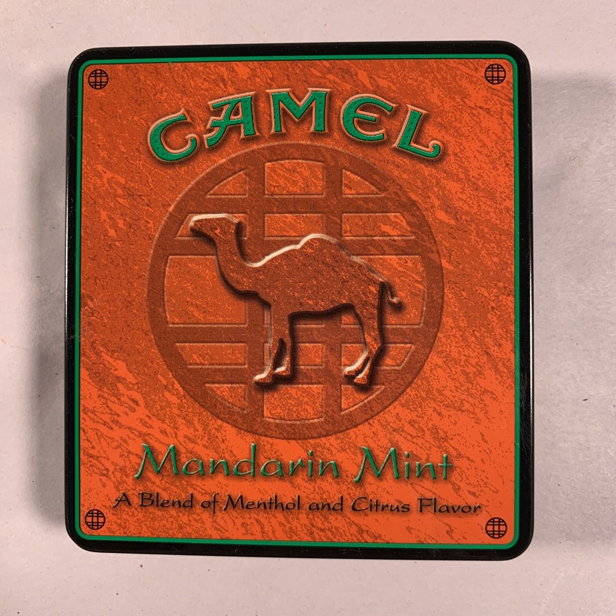 cigarette in mandarin Camel Mandarin Mint Cigarette Tin - Vintage