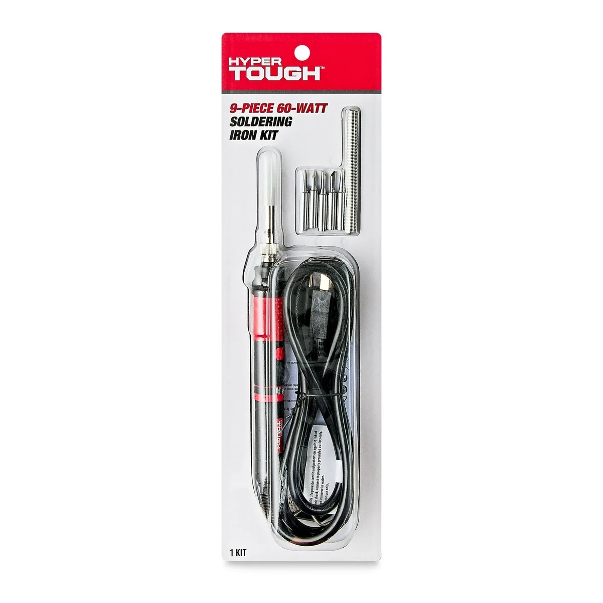 Hyper Tough 9-PIECE 60-WATT SOLDERING IRON KIT: ROSIN CORE SOLDER