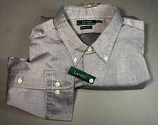 Lauren Ralph Lauren Gray Button Down Long Sleeve Dress Shirt Mens Size 18 READ 