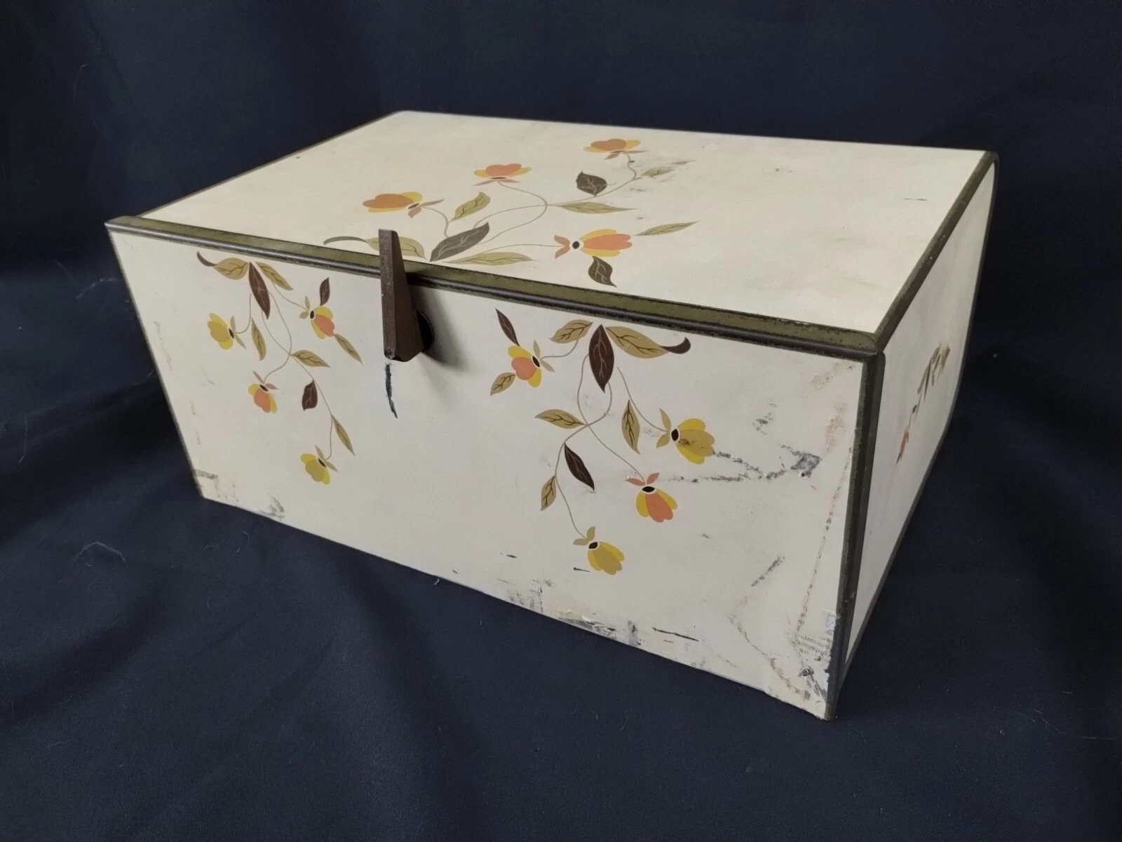 RARE Jewel T Autumn Leaf BREAD BOX metal vintage original 1940's Hall China