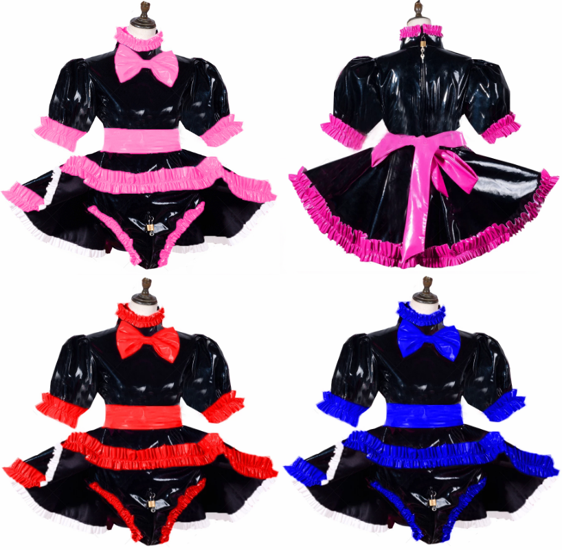 ‪♡‬ French Maid Sissy Lockable PVC Dress Tailor-made Cosplay