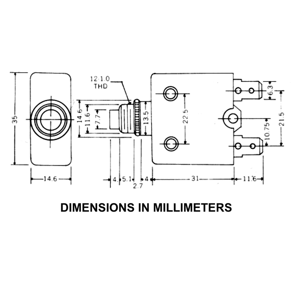 NEW Zing Ear 25 Amp Push Button Thermal Circuit Breaker 1250VDC 125