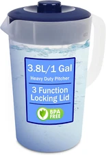 Water Pitcher with Lid 1 Gallon Pitcher, Clear Plastic Pitcher with Flip-Top ...
