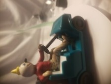 Vintage Jack in the Box in Golf Cart Toy Blue with Yellow Hat 3"x1.5" Toy F3