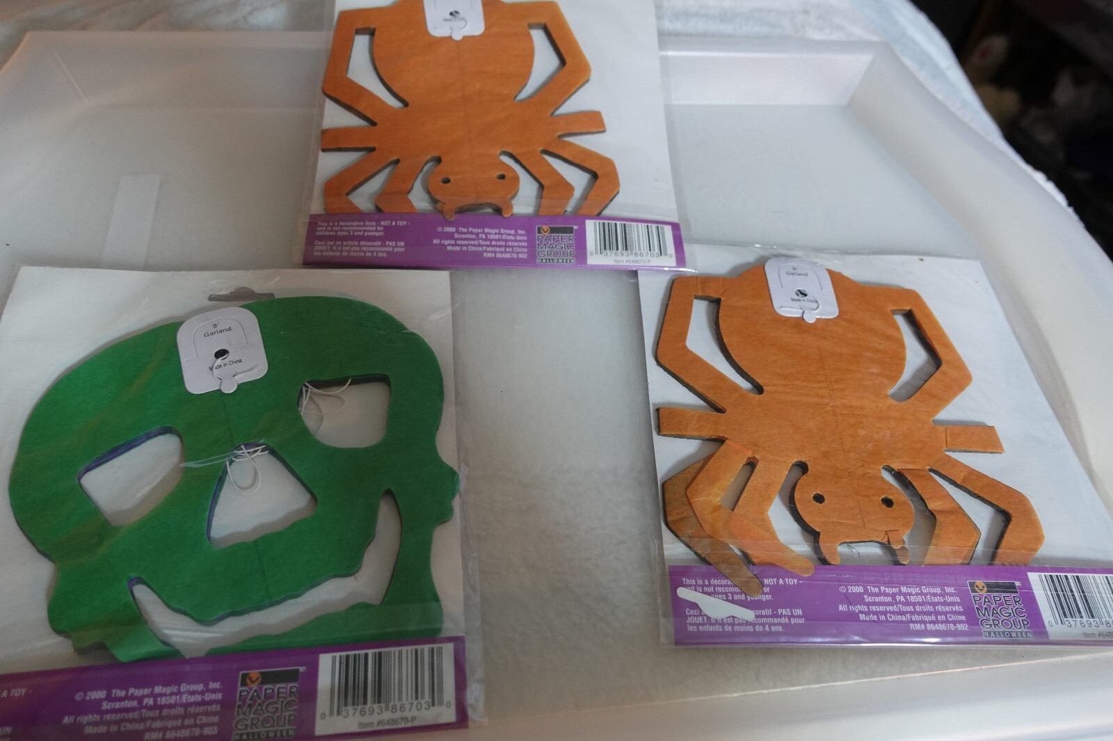 3 Paper Magic Spider Garland Art Tissue Halloween Decorations + SKULL  DCLOBLUE