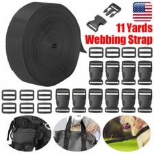 1 Inch 11 Yards Nylon Heavy Webbing Strap w/10 Kit Plastic Buckle Slide Release