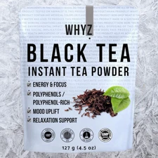 WHYZ Strong Black Tea Powder 4.5 oz, Zero Sugar Black Tea, Boost Energy & Health