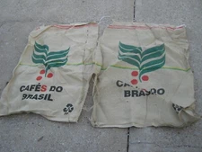 2 pcs CAFE'S DO BRASIL Burlap Sack Volcafe Cooxune Arabica Coffee Empty Sack