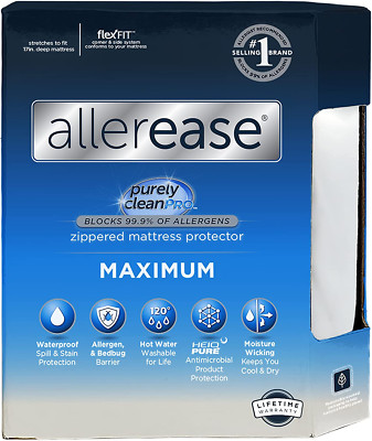 Allerease Waterproof Mattress Protector, Maximum Allergy Mattress Protector, Kin