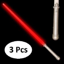 3 Pack Red Light Up Swords - Lightsaber Halloween LED Prop Costume Accessory