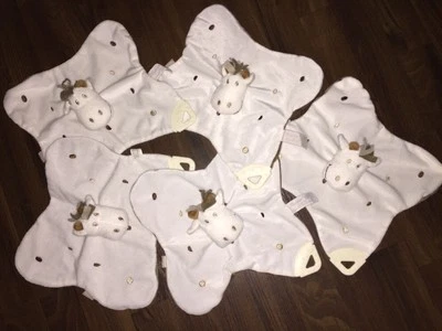 2 Stück Tiamo Schnuffeltuch Schmusetuch Kuscheltuch Kuh Pferd Giraffe Braun Weiß