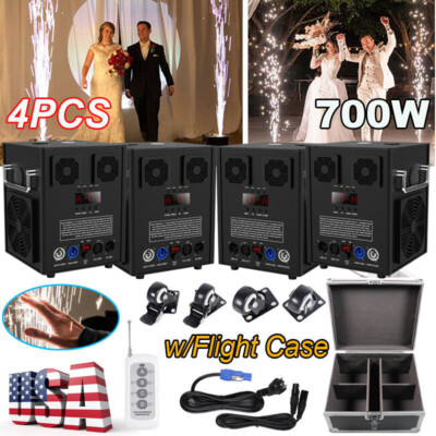 4Pcs 700W Cold Spark Machine Party Stage Sparkle Show Wedding With Flight Case.