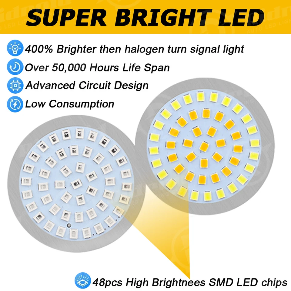 Luces de señal de giro LED delanteras traseras 1157 Smoke Len 8 piezas para Harley-Davidson Foto 3 de 4