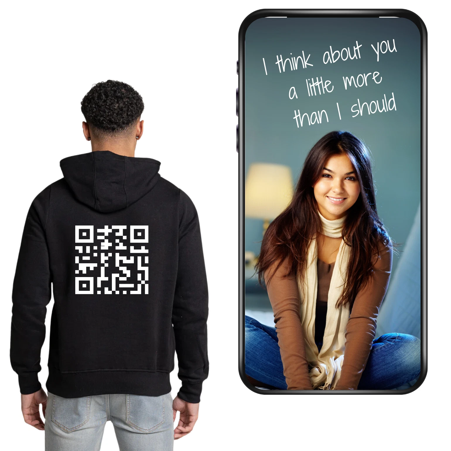 UNDERCOVER Felpa con cappuccio personalizzata Secret Message QR Code Dove i tuoi pensieri più selvaggi diventano pubblici