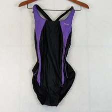 Sporti Purple & Black Cutout One Piece Swimsuit S