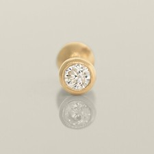 14K REAL Solid Gold Round CZ Stud Helix Tragus Cartilage Earring Piercing 18G