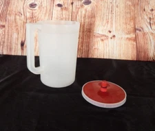 Vintage Tupperware Pitcher #1676 Red Push Button Lid 2 Quarts Plastic USA