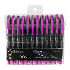 Thornton's Office Supplies Novice Disposable Fountain Pens, Medium Point, Pink I