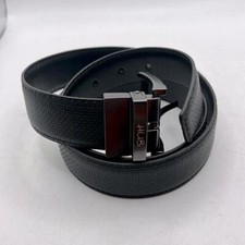 HUB Reversible Mens Belt Black Silver Smooth Textured