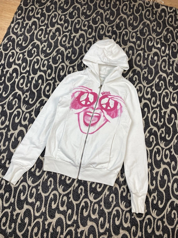 Sudadera con Capucha Y2K Diesel Damas Glamour Cremallera Completa If Six Was Nine Beauty Beast Diseñador Foto 2 de 4