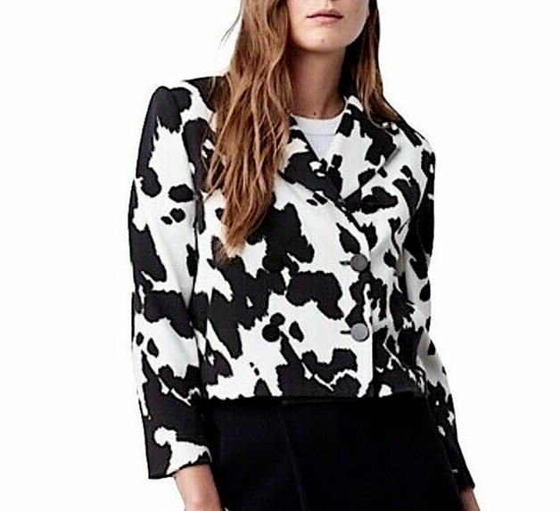 Giacca Diane Von Furstenberg taglia S Macie Pony stampa blazer ritagliato $598 nuova senza etichette