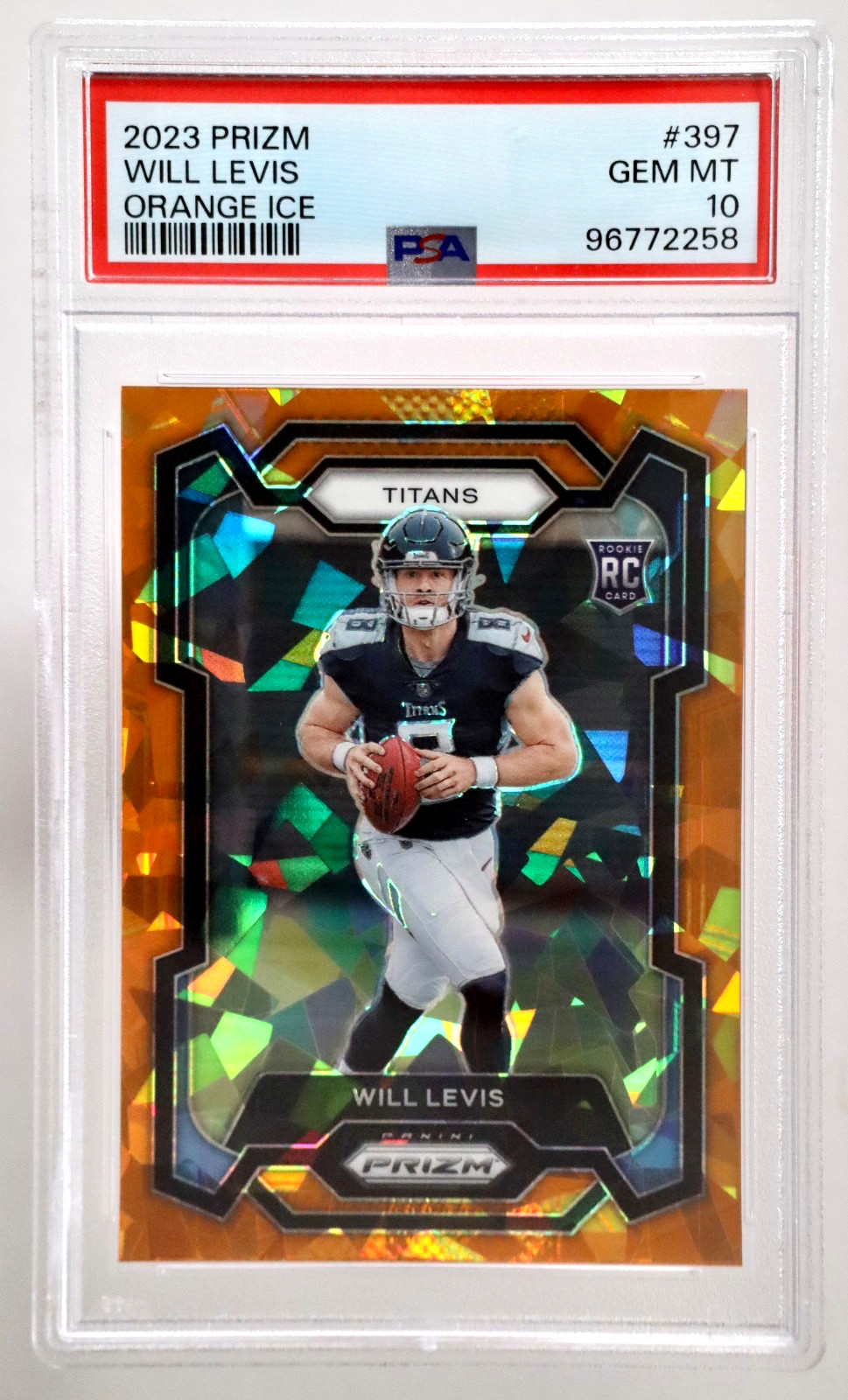 2023 Panini Prizm Will Levis Orange Ice PSA 10 RC #397 Tennessee Titans