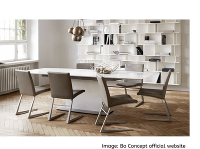 BoConcept Milano White Glass Extendable Dining Table – Modern