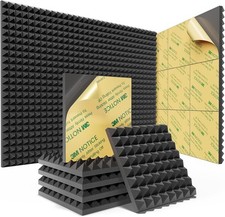Sonicism Pyramid Sound Proof Foam Panels Self Adhesive 1 Inch Black 12 Pack