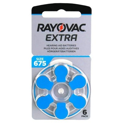 6 Rayovac Extra Advanced Size 675 MF PR44 Hearing Aid Batteries 1.45 V Zinc Air