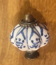 Ivory Blue Pumpkin Knobs 6 Pack Ceramic Cabinet Knobs Vintage Drawer Pulls