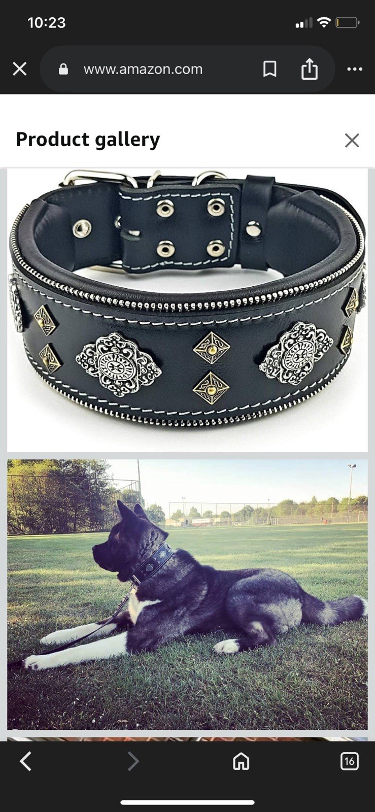Bestia Aztec black Leather Dog Collar large e2