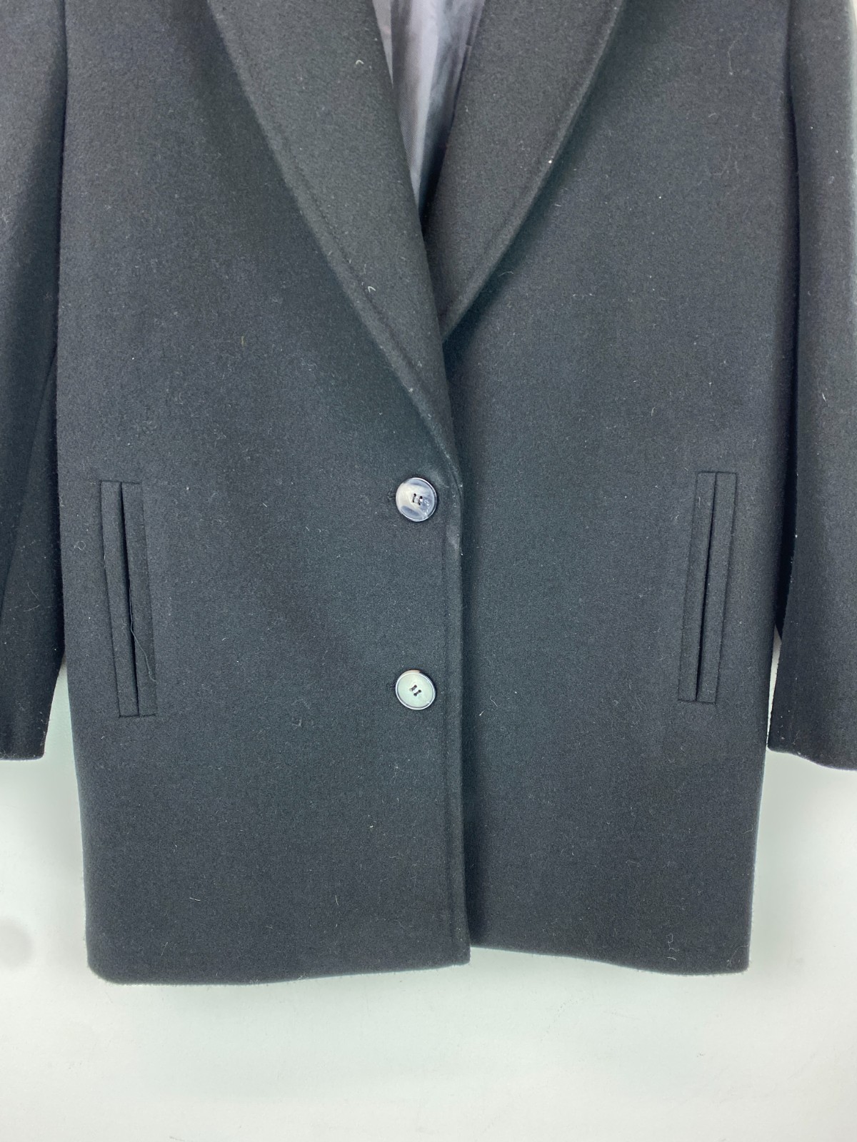 River Island Black Solid Coat Button Front Collar… - image 7