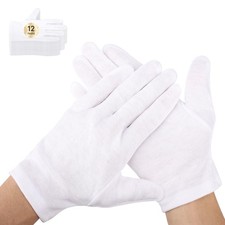 24 Cotton Gloves for Moisturizing Overnight Thick White Hand Gloves for Dry Sk
