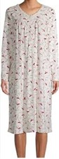 Aria Nightgown White Red Cardinal Soft Fleece Long Sleeve Grannycore Red Birds L