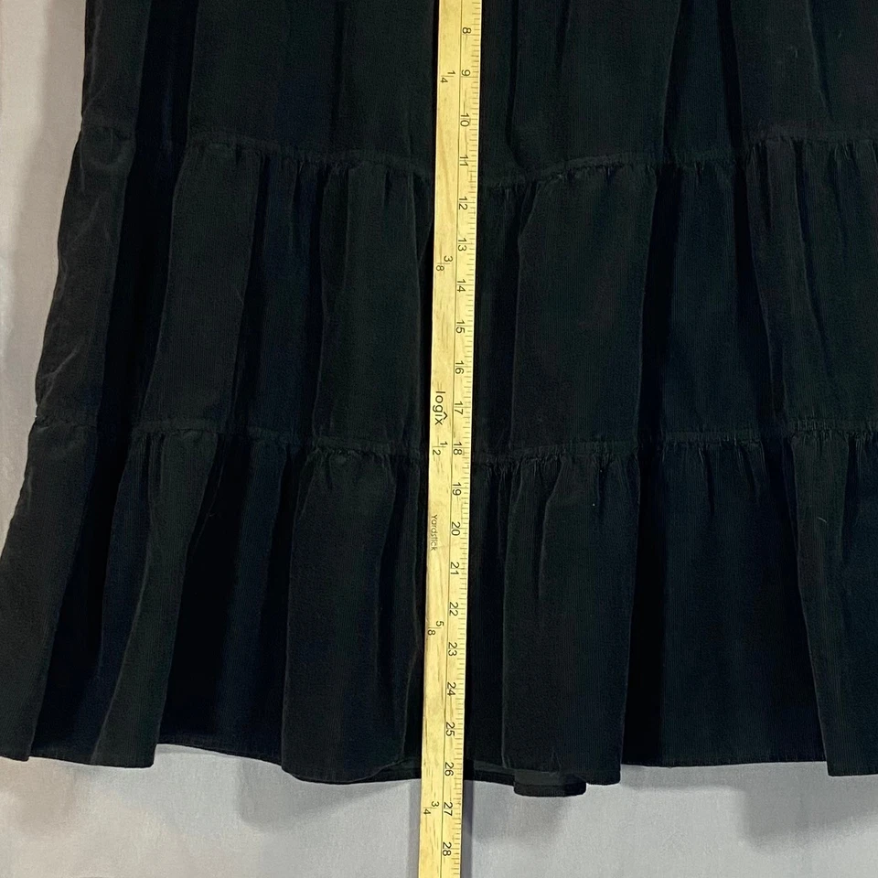 New York Company Black Corduroy Tiered Midi Skirt Size 12 Whimsygoth - Image 4 of 4