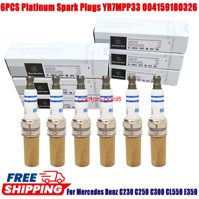 #ad #ad 6x OEM YR7MPP33 Spark Plugs For Mercedes Double Platinum GERMANY OEM US $20.00