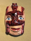 Vintage Hand Carved Wood Mask Devil On Face Guerrero Folk Art Decor Halloween — photo 2