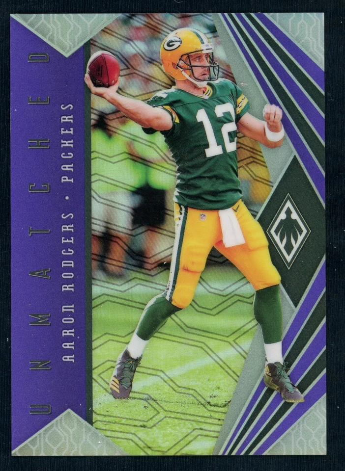 2018 Panini Phoenix Unmatched Purple Parallel #'d /75 Aaron Rodgers #15 Packers - Image 2 of 3